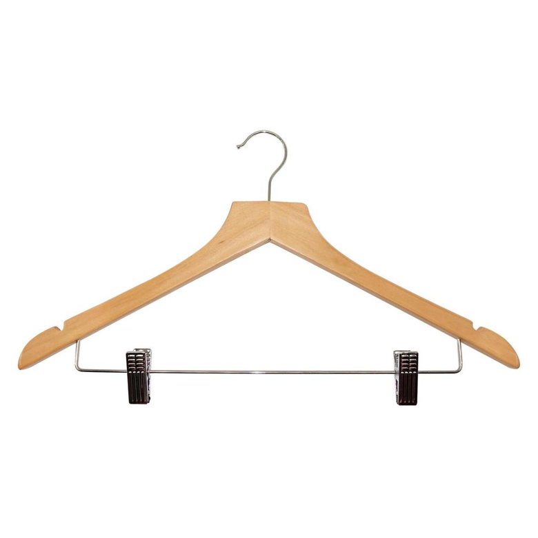 BASIC Wooden With Trouser Clips Vaatehenkari