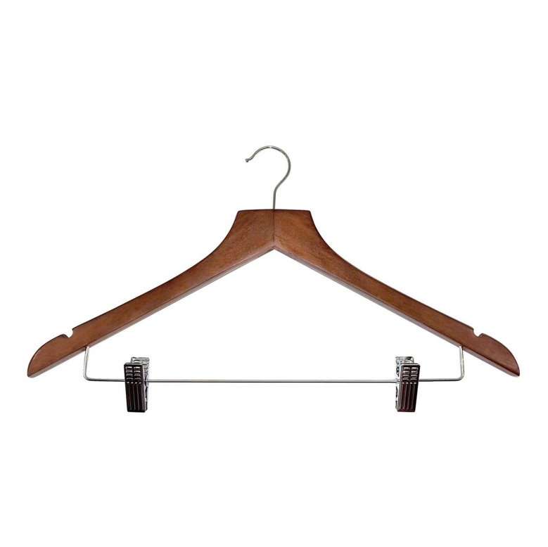 Basic Dark Wood With Trousers Clips Vaatehenkari
