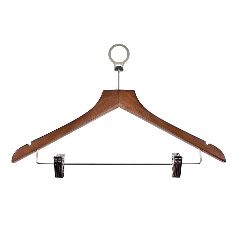 Basic Dark Wood With Clips And Ring Vaatehenkari